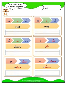 k sesi Grubu Çalışma Sayfaları